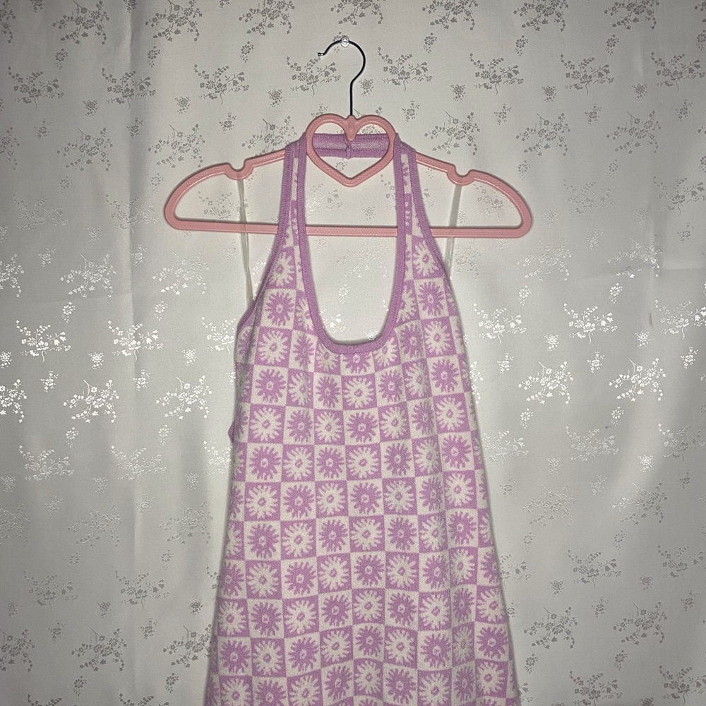floral square knitted dress